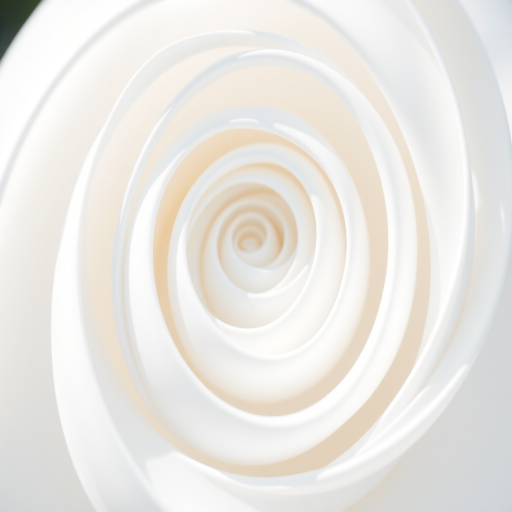 Create a high-resolution image of a smooth, flowing white spiral with a soft, gradient effect, using a Canon EOS R5 camera, 50mm lens, f/1.8 aperture, ISO 100, using a shallow depth of field and natural lighting to enhance texture and depth.