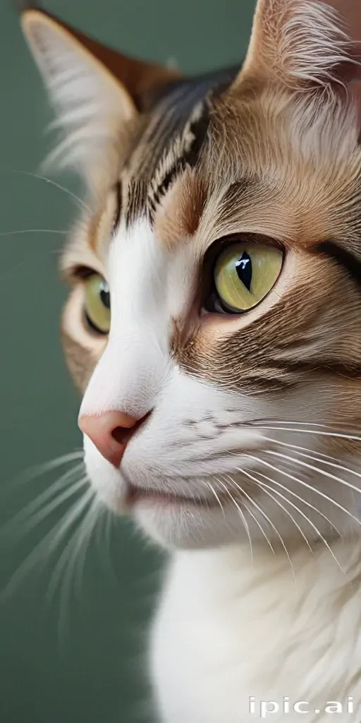 A Close-Up Portrait of a Beautiful Cat with Striking Green Eyes