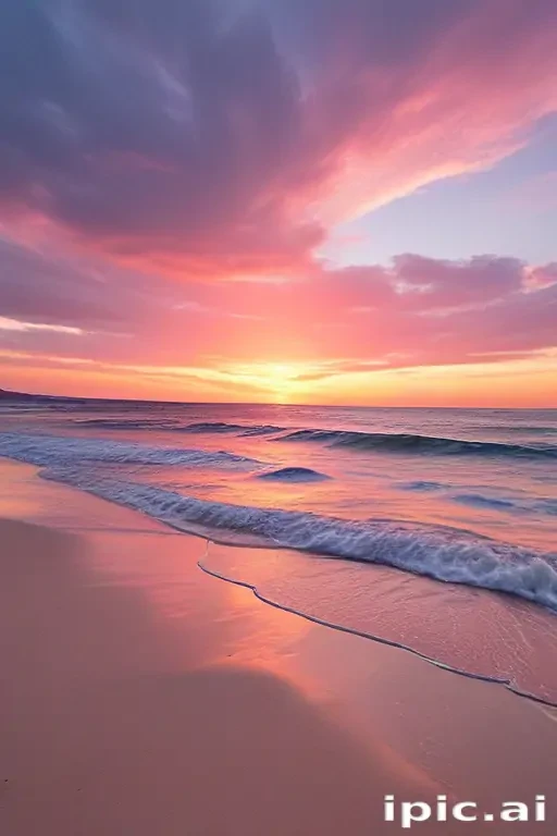 pink beach sunset