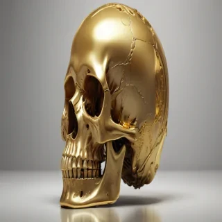 transparent gold skull