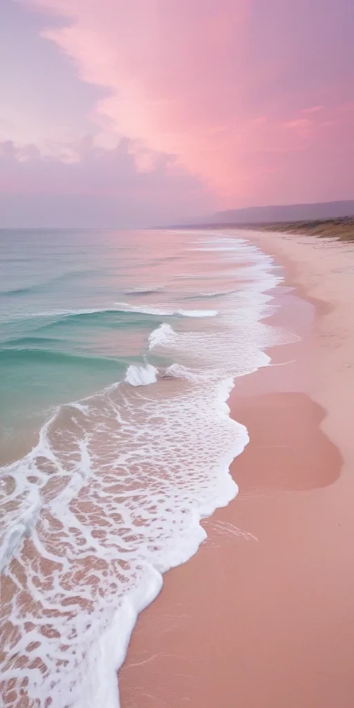 pastel pink beach wallpaper