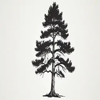 black and white pine tree clip art