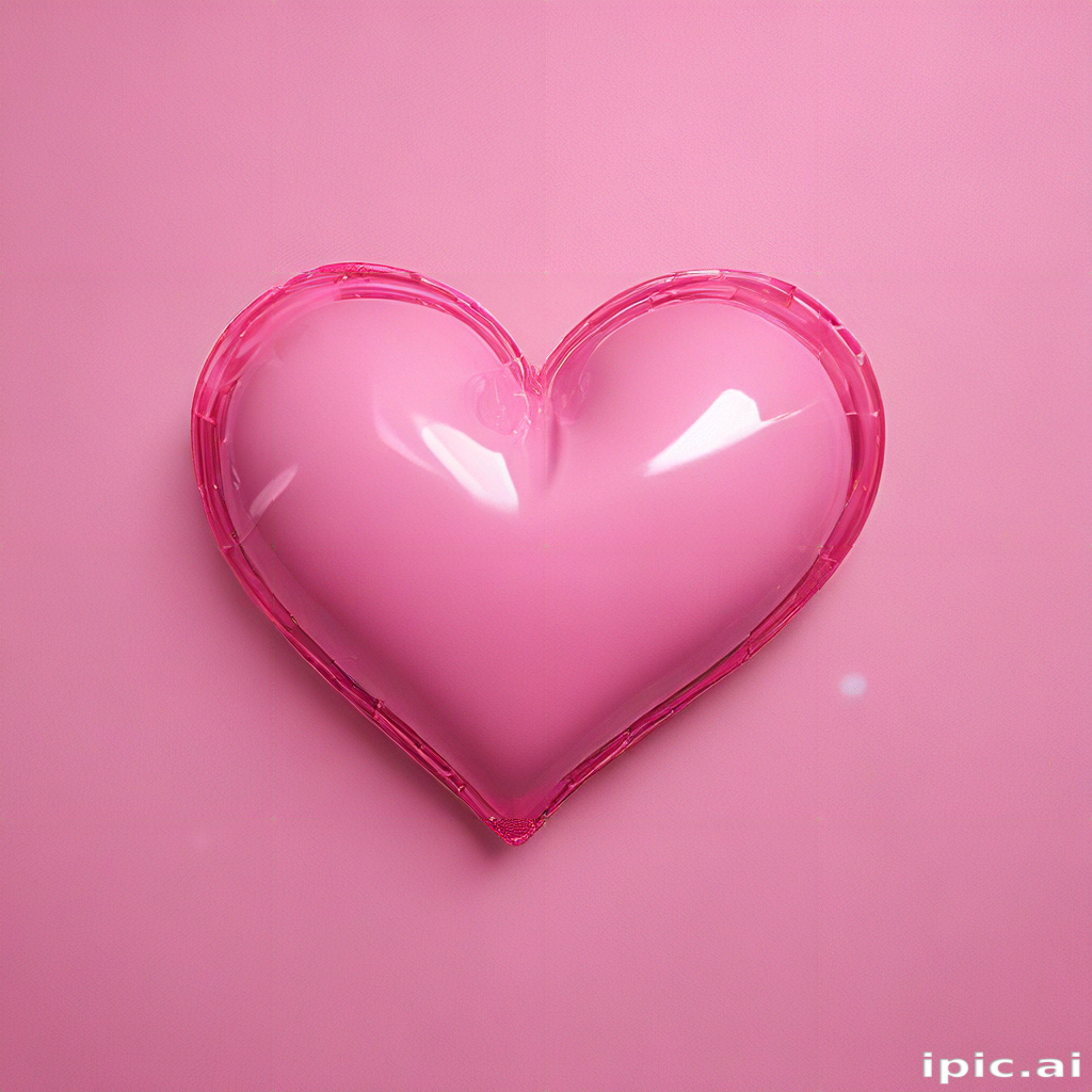 Shiny Pink Heart Shape Against a Soft Pink Background for Love Themes