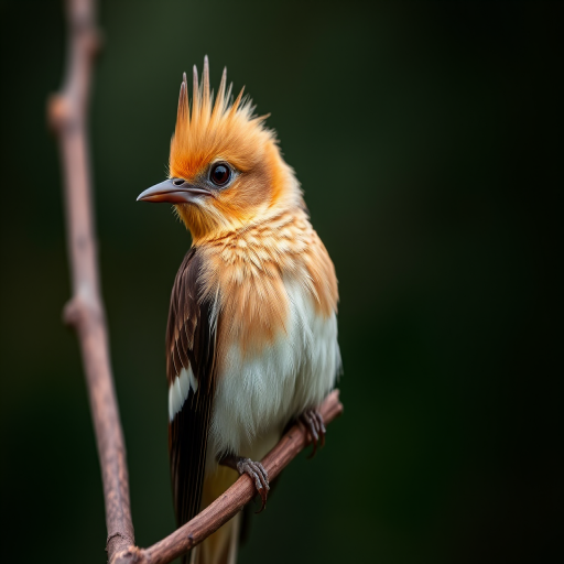 A high-resolution close-up of a crested bird perched on a branch, with a blurred background, taken with a Canon EOS-1D X Mark III, 300mm lens, f/4 aperture, ISO 200, shutter speed 1/1000s.