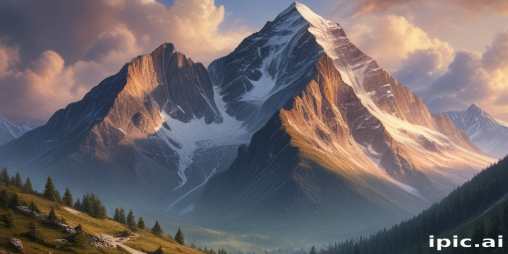 Majestic Mountain Peak Surrounded by Lush Green Forest and Serene ...