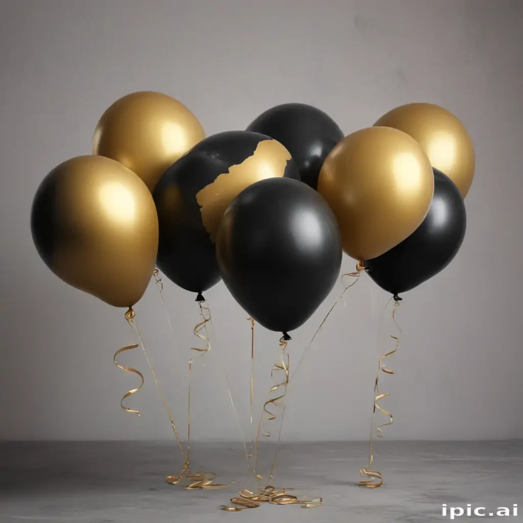 black and gold balloons png