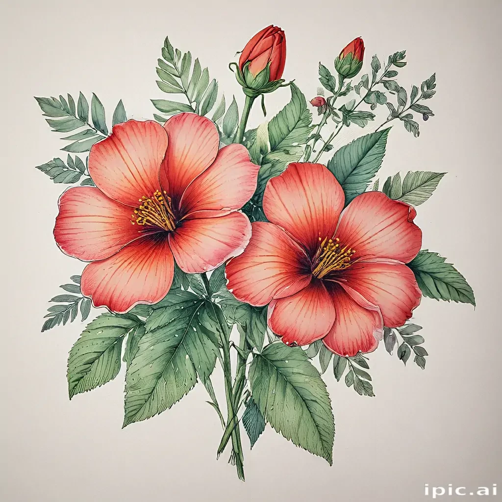 flower drawing images with colour