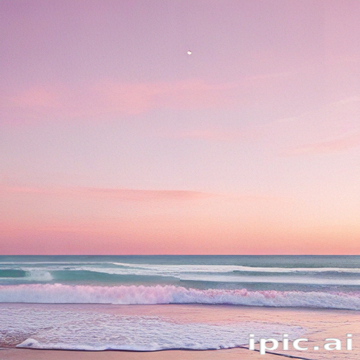 Serene Sunset Over Gentle Waves with a Soft Pink Sky Above