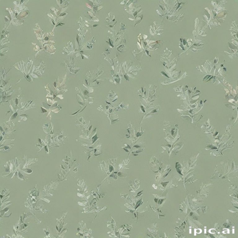 Delicate Green Floral Pattern Featuring Various Leaves and Blossoms Design