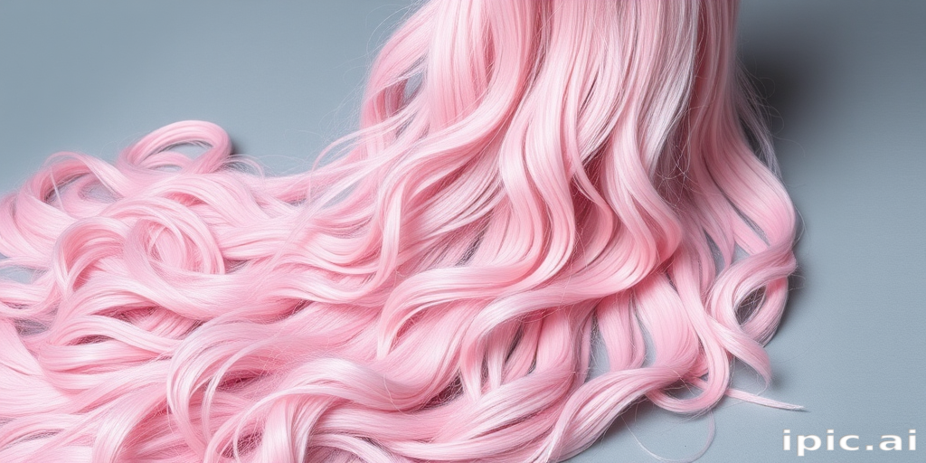 Pastel pink mermaid waves flowing down to the waist, soft and ethereal styling with subtle silver undertones, creating a dreamy and romantic aesthetic