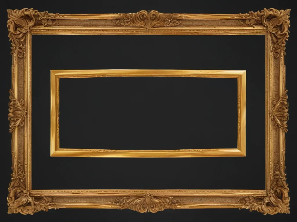 rectangle golden frame png