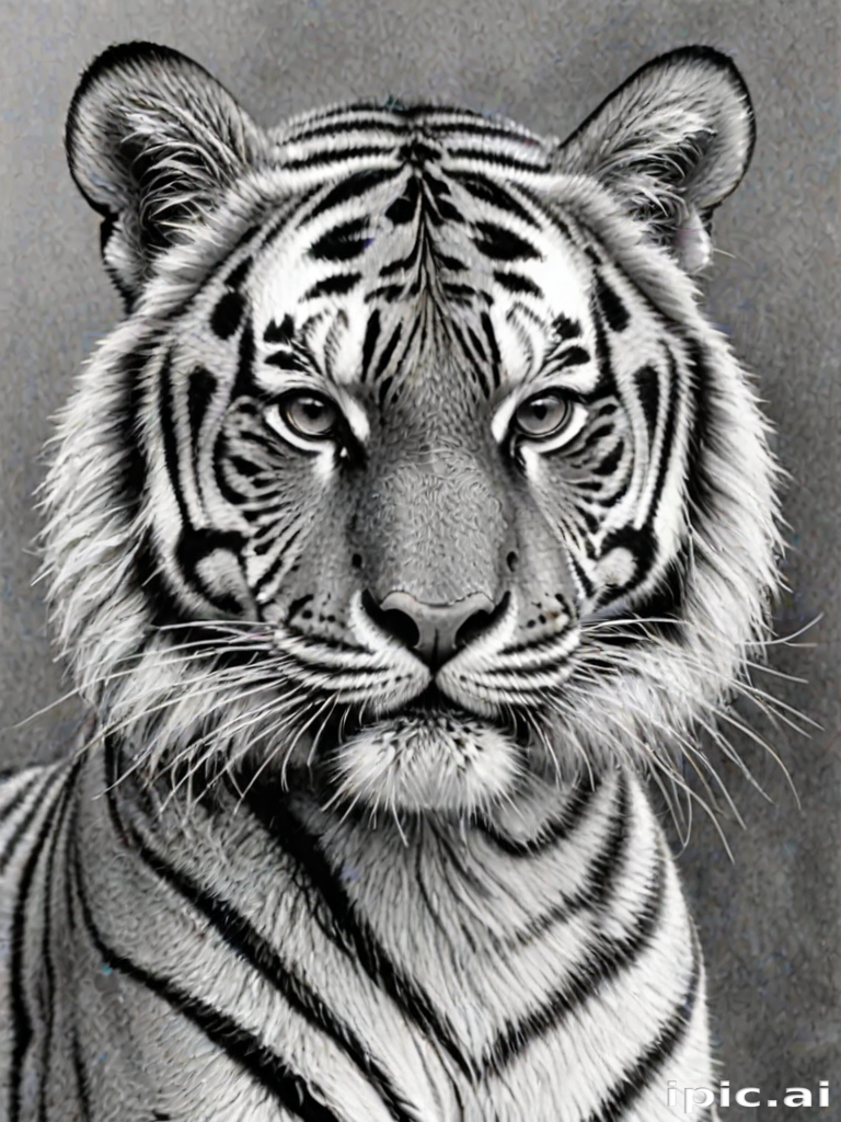 tiger clipart black and white