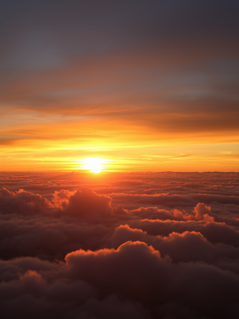 sunset over clouds with golden hues, 24mm lens, aperture f/11, ISO 100, shutter speed 1/125s, taken from a high vantage point, DSLR camera, soft focus background for depth