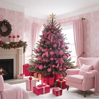 pink christmas aesthetic wallpaper
