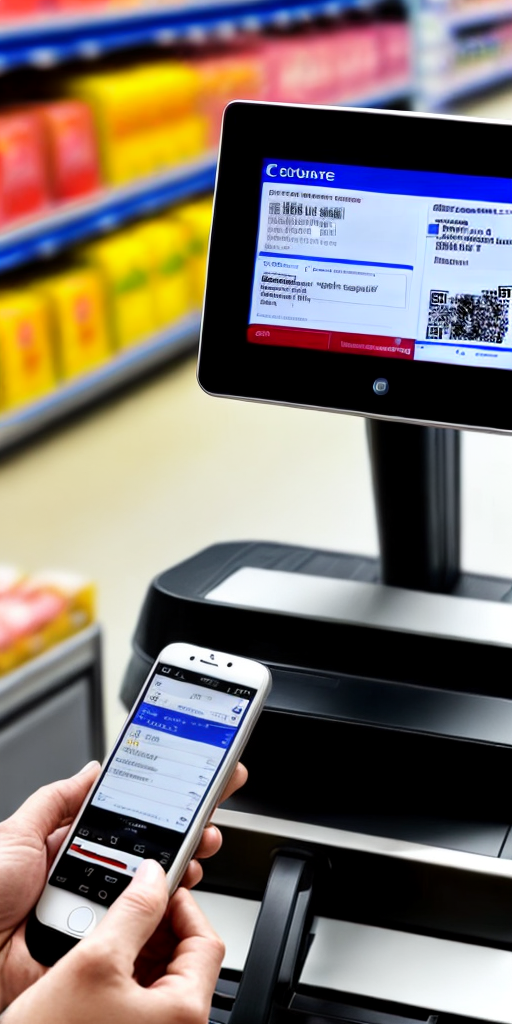 at a supermarket a customer is using a self scan till to buy wine show ...