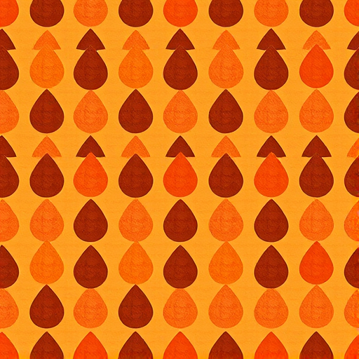 Create a seamless pattern of teardrop shapes in varying shades of brown and orange on a warm background, captured with a Canon EOS R5, 50mm lens, f/2.8 aperture, ISO 200, in natural light, with a high-resolution focus on texture and color depth.