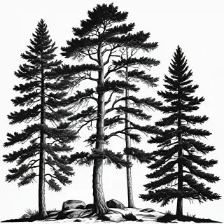 black and white pine tree clip art