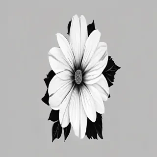 black and white flower png