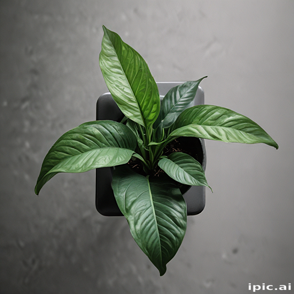 Vibrant Green Plant in Modern Pot Against a Textured Background