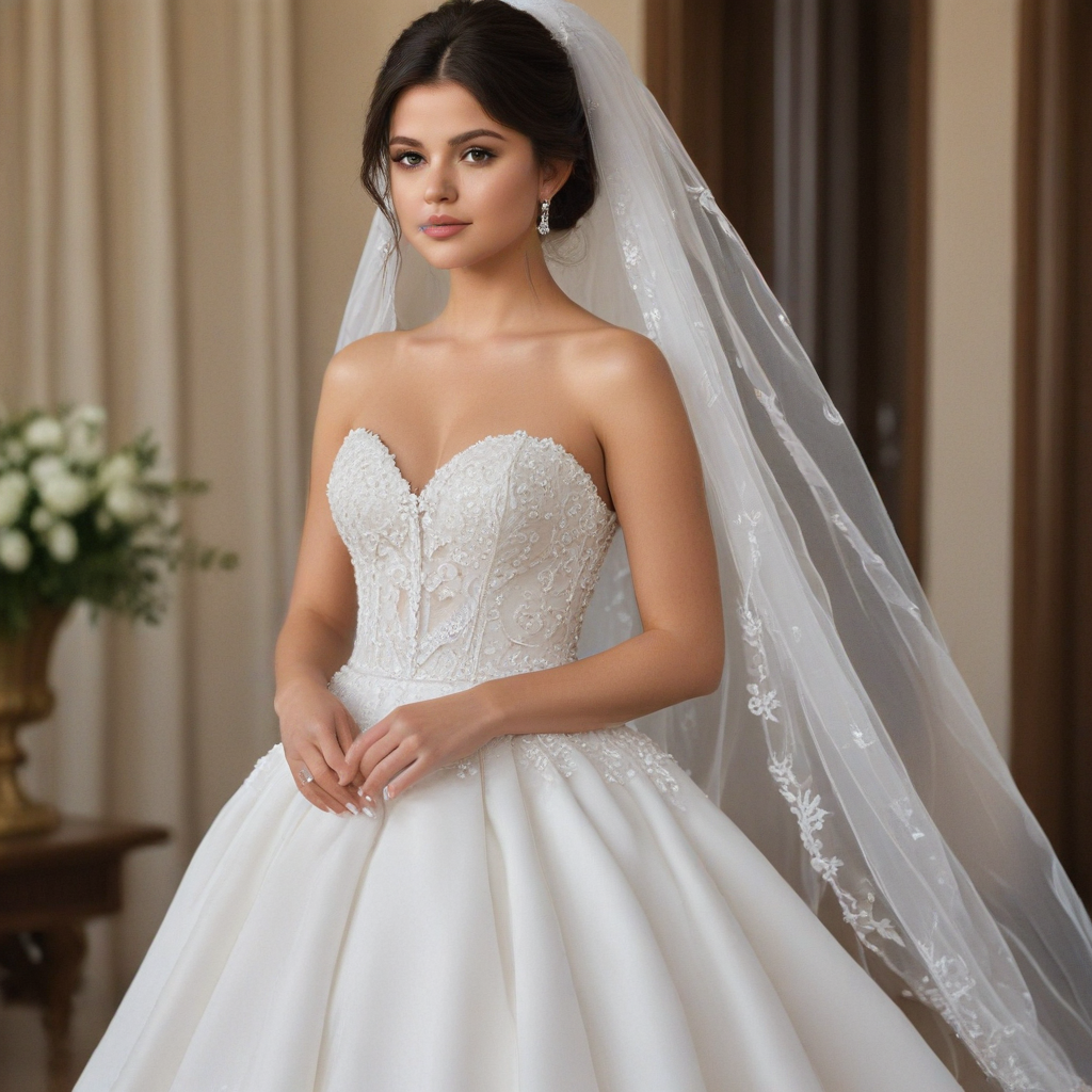 selena gomez in a wedding dress