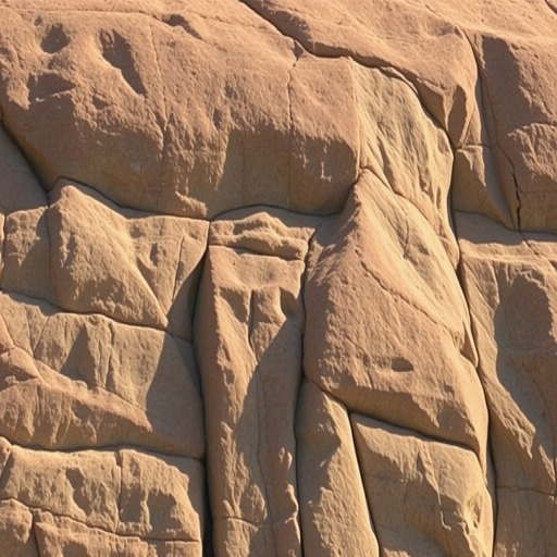 Create a high-resolution image of a large rock formation with detailed textures and shadows, captured using a DSLR camera with a 50mm lens, aperture f/8, shutter speed 1/125s, ISO 100, in daylight conditions with a slight tilt to add depth.