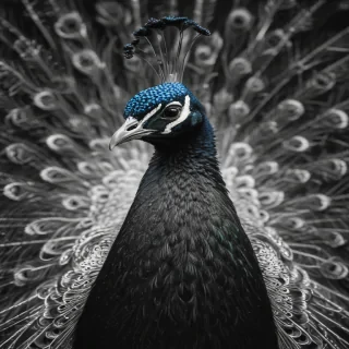 peacock black and white