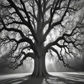 oak tree clipart black and white