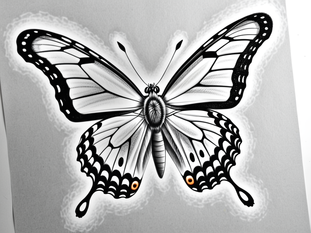 A Stunning Black and White Butterfly Illustration with Intricate ...