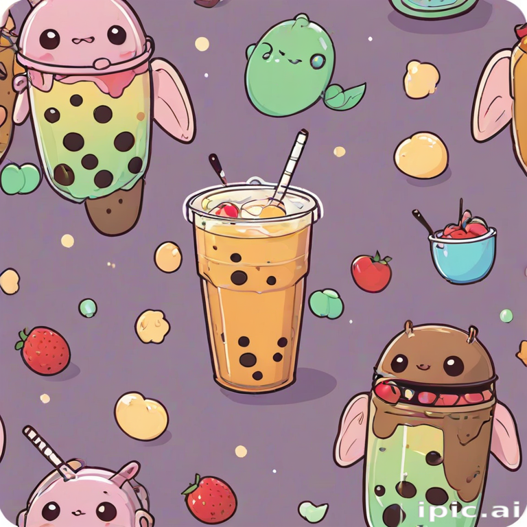 cute boba backgrounds