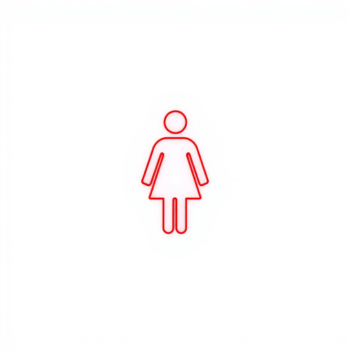 Create a high-resolution vector image of a red female figure icon on a white background, using a Canon EOS R5, 50mm lens, f/2.8 aperture, ISO 100, and 1/200 second shutter speed for sharpness and clarity.