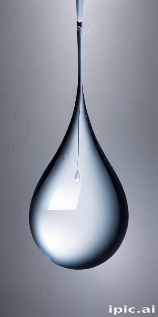 Captivating Close-Up of a Single Water Drop Suspended in Mid-Air