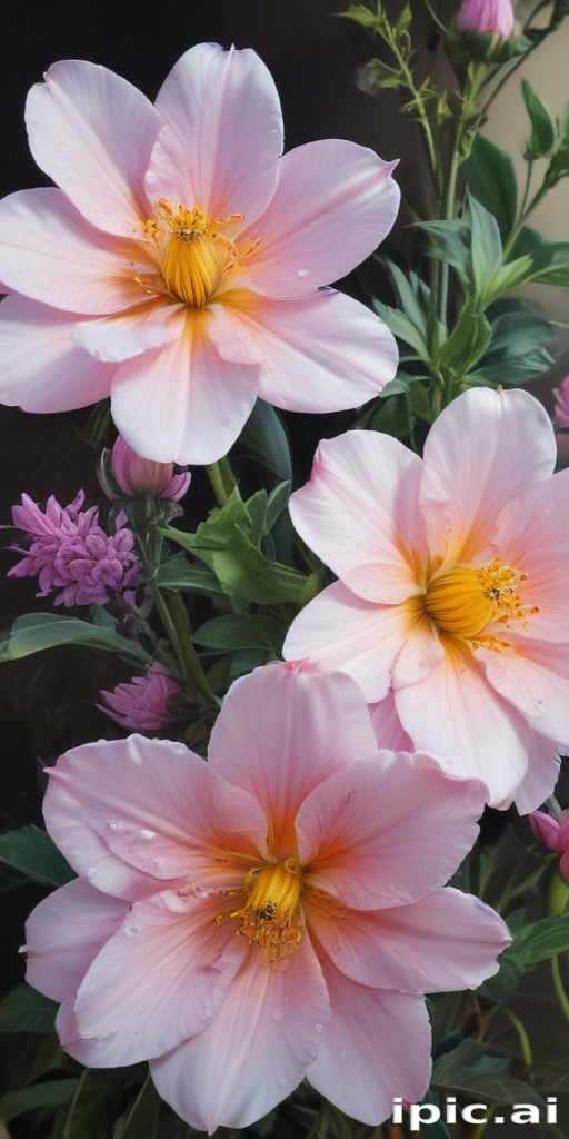 Delicate Pink Flowers Blooming Beautifully Against a Lush Green Background