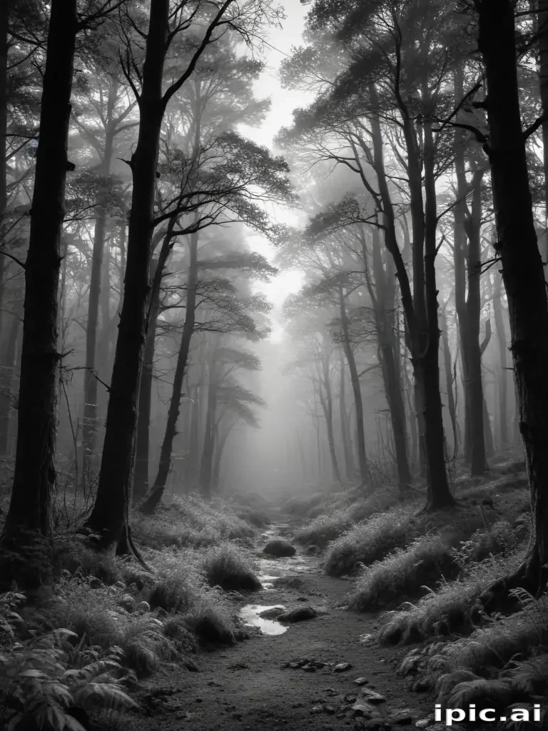 forest clipart black and white