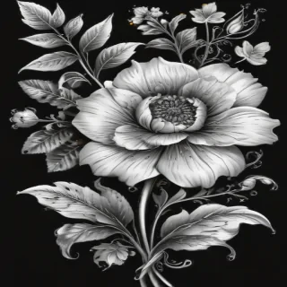 flower clip art black and white