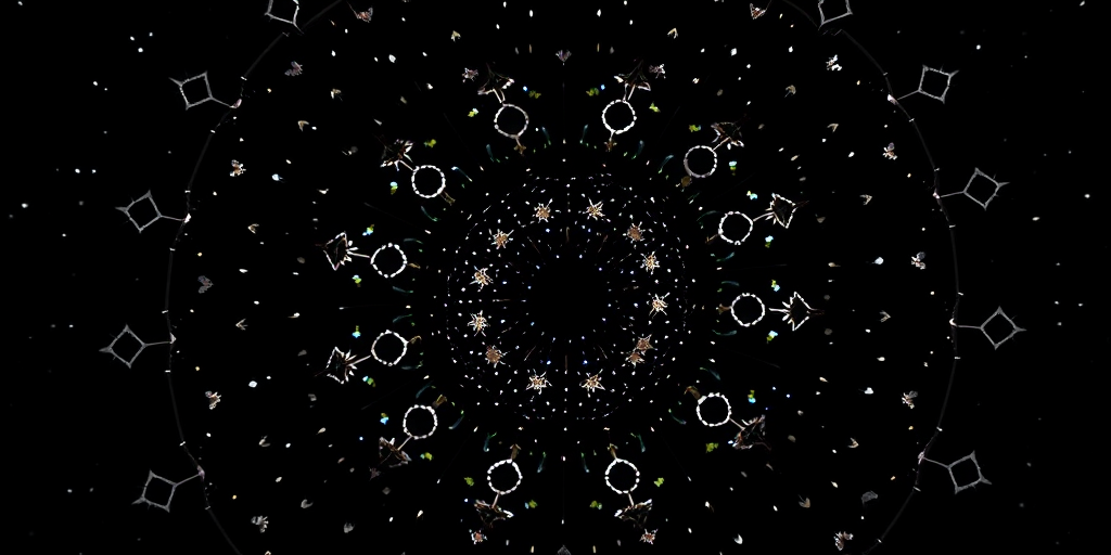 create a detailed pattern of stars and circles on a black background with high contrast, capture with a DSLR camera, 50mm lens, aperture f/1.8, ISO 100, using a macro view to enhance clarity and detail.