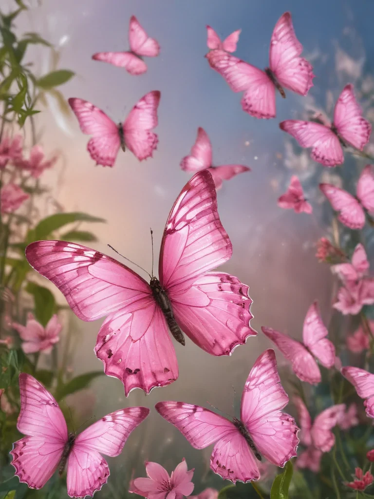 pink butterflies png