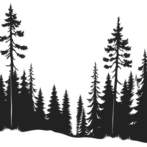 black and white pine tree clipart