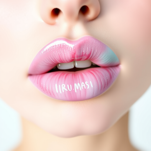 Watercolor-effect pastel lips bloom with artistic beauty in the "Impressionist Dream" style, showcasing a soft blend of pale pink, lavender, and mint hues that seamlessly merge to create a dreamy, painterly effect, perfect for avant-garde fashion shows or creative editorial makeup looks