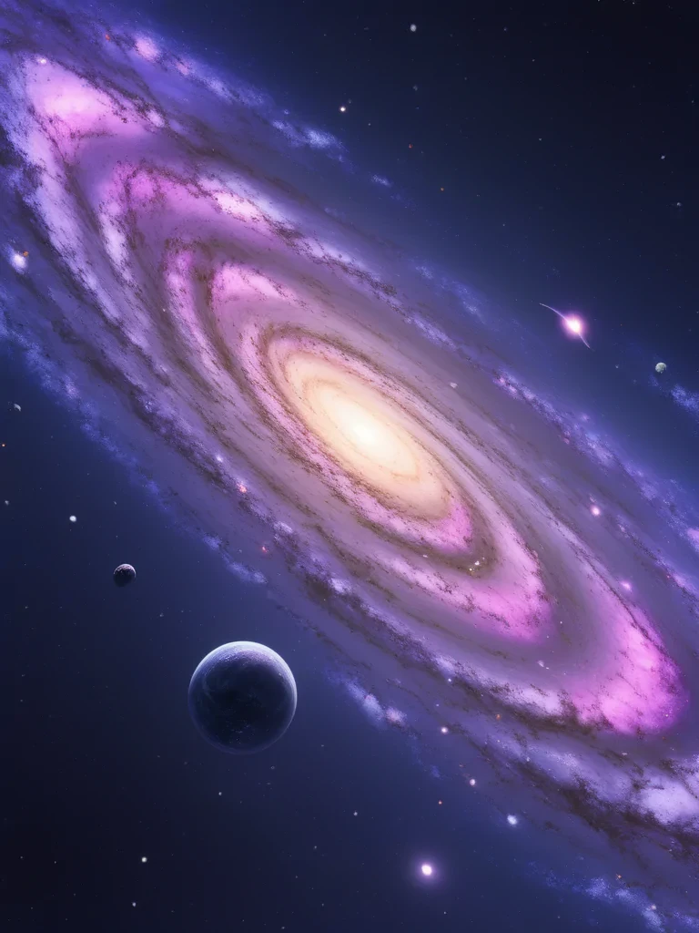 Majestic Spiral Galaxy Surrounded by Distant Planets and Cosmic Wonders