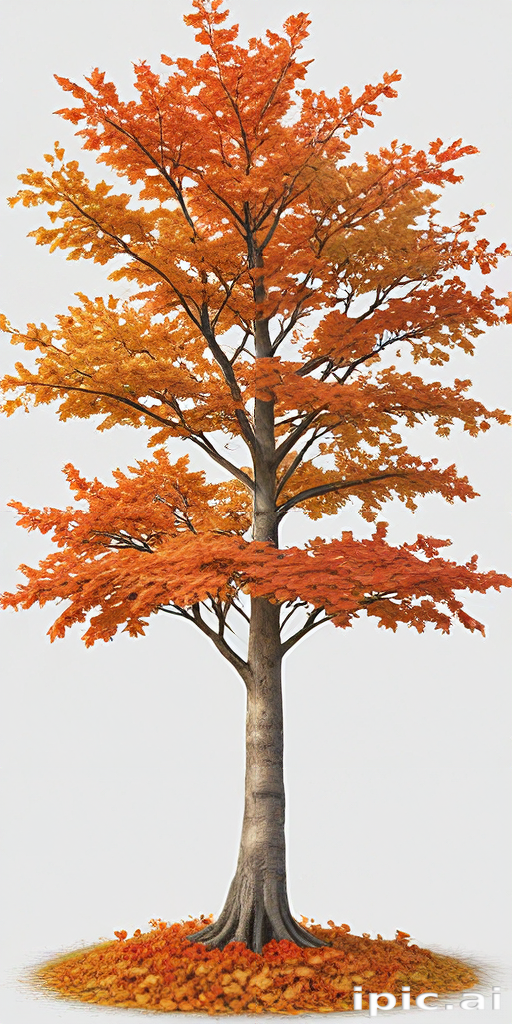 A Majestic Autumn Tree with Vibrant Orange Leaves Against a Light ...