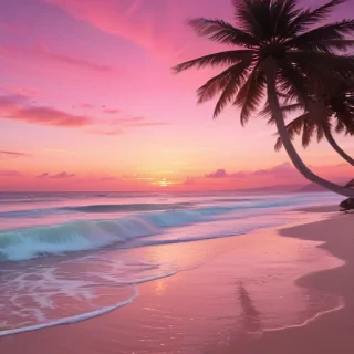 pink beach sunset
