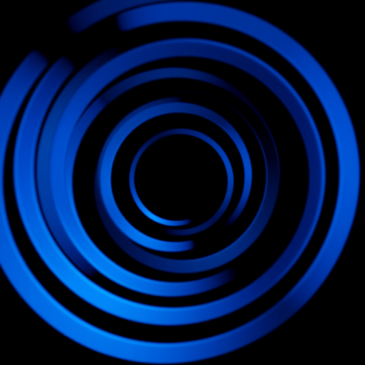 Create an abstract image of blue concentric circles on a black background, using a DSLR camera with a wide-angle lens at f/8 aperture, ISO 200, and a shutter speed of 1/125 second, applying a high dynamic range style for enhanced color and detail.
