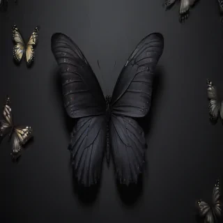 black wallpaper butterfly