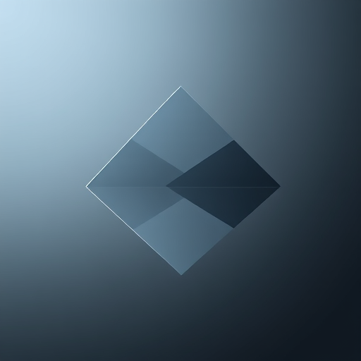 Create a sleek, modern, abstract illustration of a reflective surface in a sharp geometric shape, using a high-resolution setting of 300 DPI, with an aperture of f/4, ISO 100, shot from a 45-degree angle with a DSLR camera in a studio lighting setup for enhanced clarity and detail.
