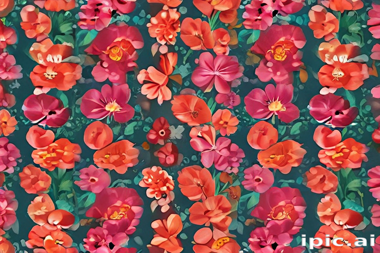 Vibrant Floral Pattern Featuring Various Shades of Orange and Pink Blooms