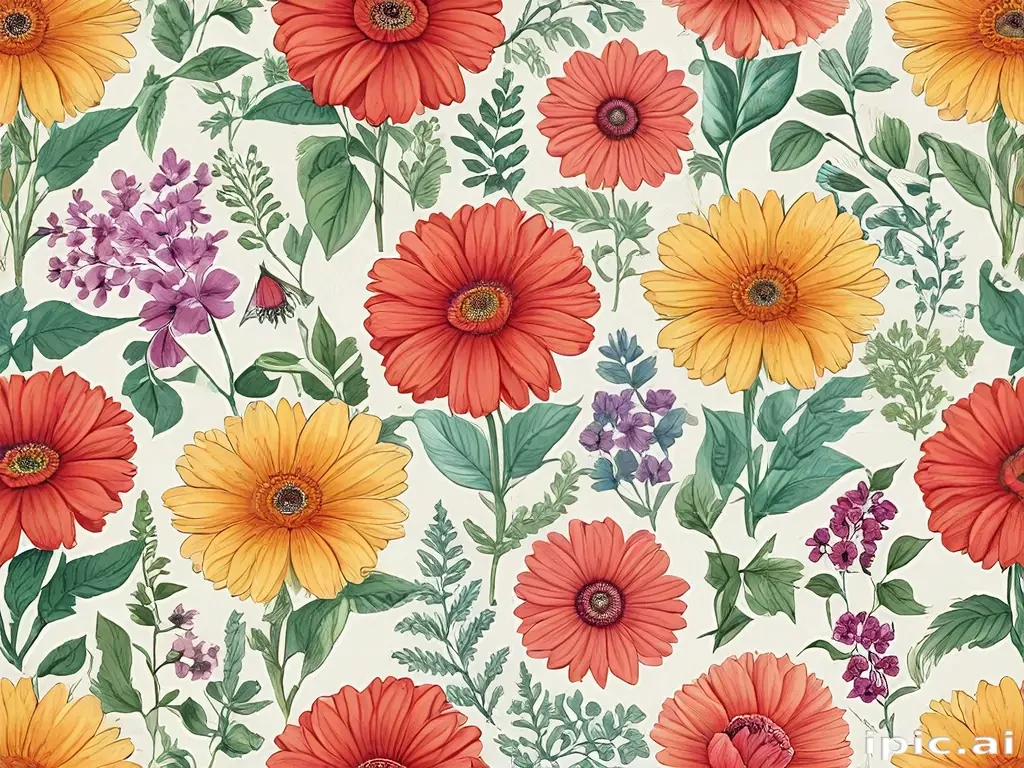 color drawings of flowers