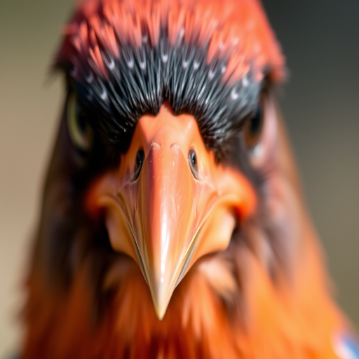 Close-up of a bird's head with vibrant feathers and sharp detail, focal length 85mm, aperture f/1.8, ISO 200, shallow depth of field, shot with a DSLR in natural light.