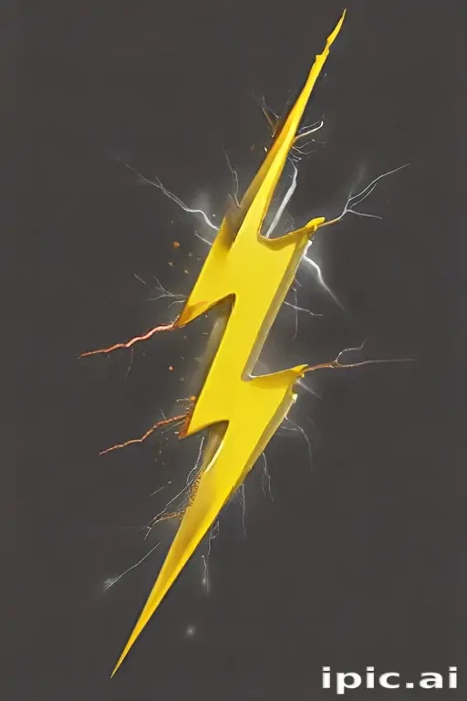 Dynamic Yellow Lightning Bolt with Electric Energy and Striking Visual ...