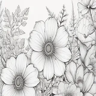 floral line art