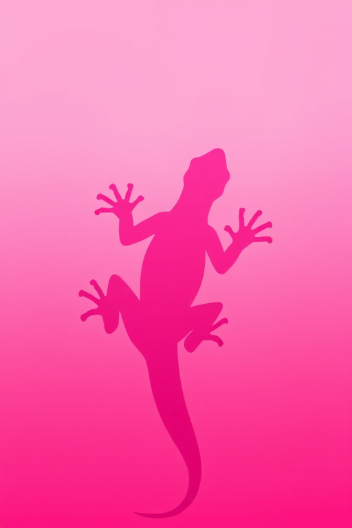Create a high-resolution image of a stylized lizard silhouette with a smooth gradient in shades of pink, captured from a top-down perspective using a DSLR camera at f/2.8, 50mm lens, ISO 100, in natural light for enhanced clarity and vivid colors.